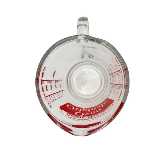 Vintage Anchor Hocking Originals Glass Measuring 2 Cup 16 oz Red Lettering Clear - Picture 3 of 8